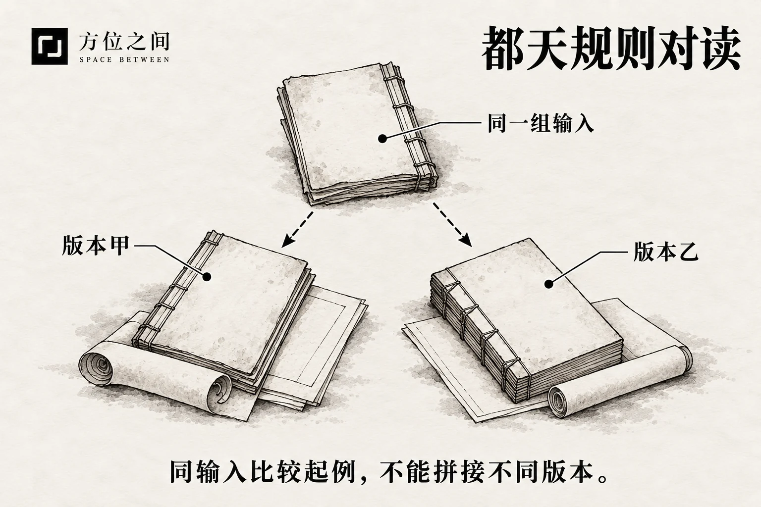 两张古纸上的墨点位置不同的艺术示意