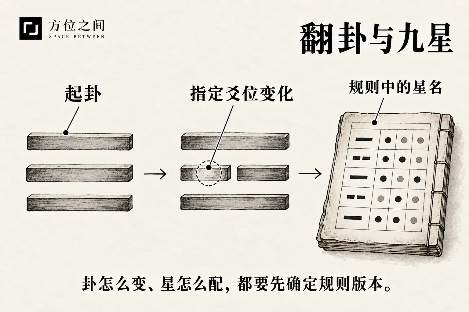 三道墨线变化与疏落星点的意象