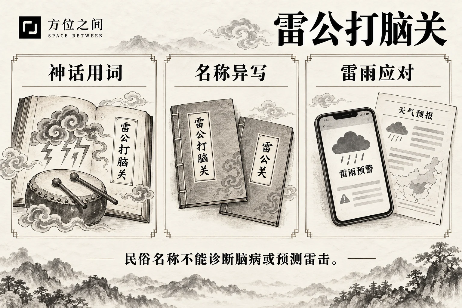 雷公打脑关图解:文献语义与现实观察分栏说明